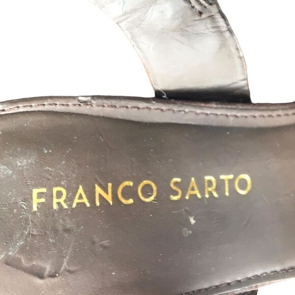 Franco Sarto Leather Double Buckle Straps Sandal‎ Women's Heels 9.5M Gladiator - Picture 13 of 14